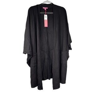 HB by Hali Bob‎ Black Cardigan Open Front Pockets Relaxed Fit Womens XL